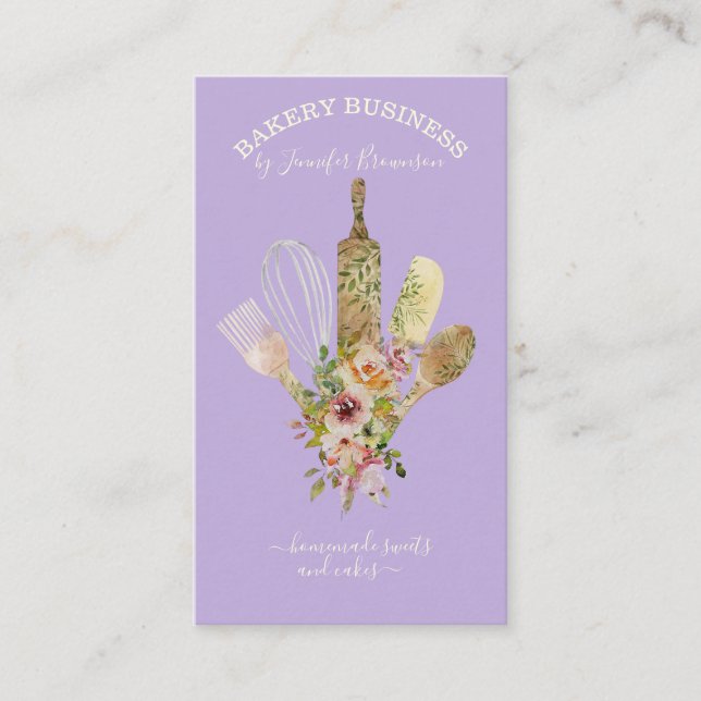 Cateringen Cook Chef lila Visitkort (Framsida)