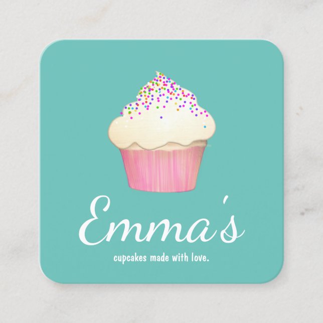 Cateringen Cupkaka Baker Bakery Chef Fyrkantigt Visitkort (Framsida)