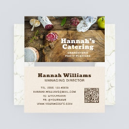 Cateringen för Rustic Photo Wooden Board Charcuter Visitkort