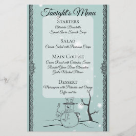 cateringen snögubbe-gaffel på julmiddagsmenyn brevpapper