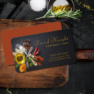 Cateringen snyggt Script Food Spice Personal Chef Visitkort