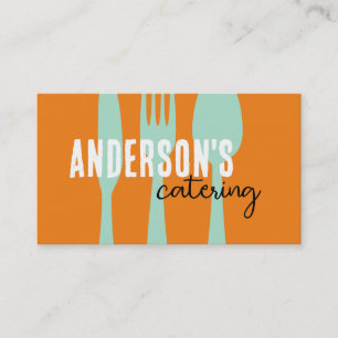 cateringens moderna orange och teateranpassningsba visitkort