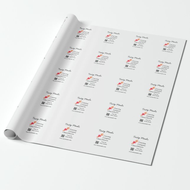 Cateringstjänster lägg till namn QR-kod webbplats  Presentpapper (Utrullad)
