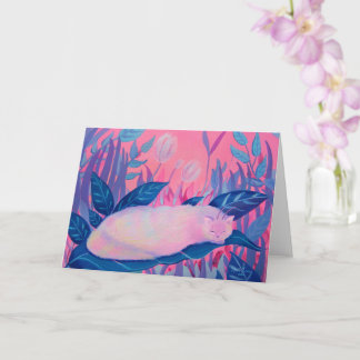 Caterpelare Cat Rosa Lila Blue Fantasy Kort