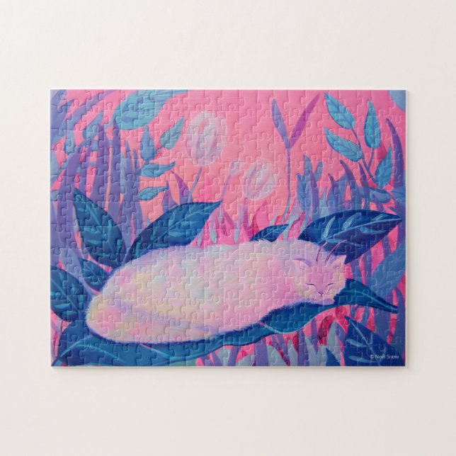 Caterpelare Cat Rosa Lila Blue Fantasy Pussel (Horisontell)