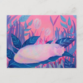 Caterpelare Cat Rosa Lila Blue Fantasy Vykort
