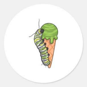 Caterpelare Ice kräm Runt Klistermärke