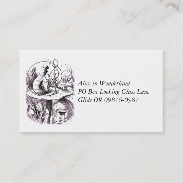 Caterpelare Smoking Hookah och Alice Visitkort (Framsida)