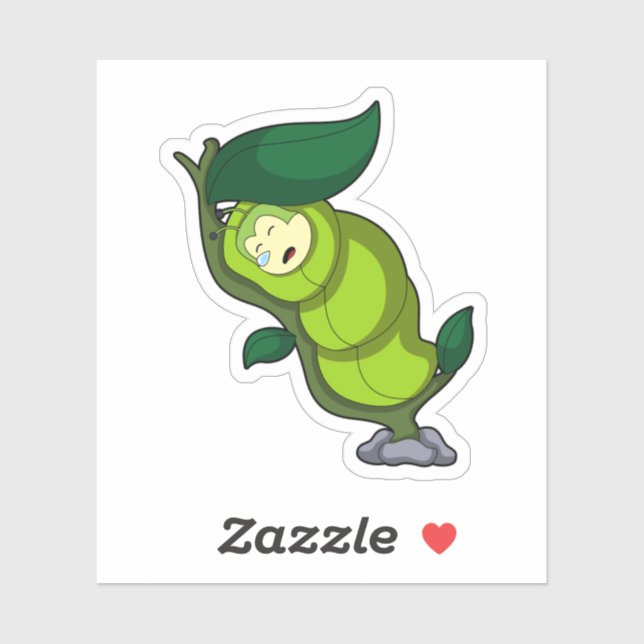 Caterpillar at Sleeping with Leaf Klistermärken (Ark)