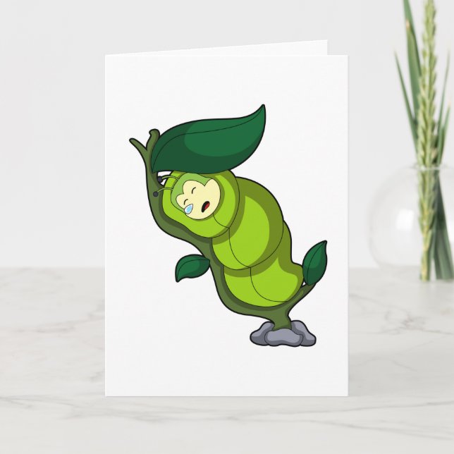 Caterpillar at Sleeping with Leaf Kort (Framsida)