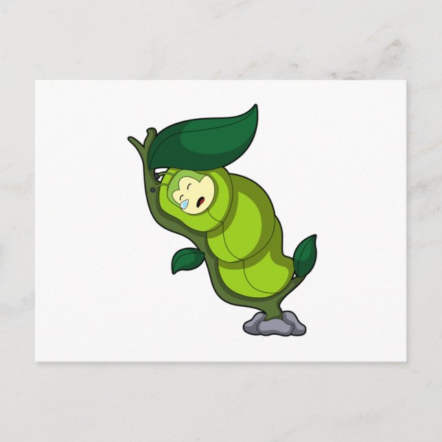 Caterpillar at Sleeping with Leaf Vykort (Framsida)