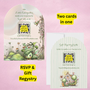 Caterpillar Baby Shower QR-kod RSVP/Presentregiste Inbjudningar