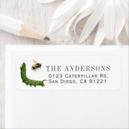 Caterpillar & Bee Return Address Returadress Etikett