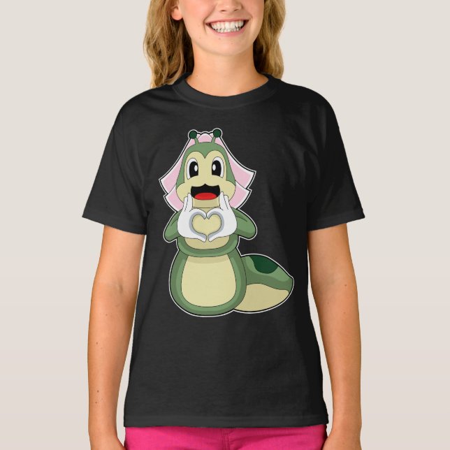 Caterpillar Brud Hjärtat Bröllop T Shirt (Framsida)