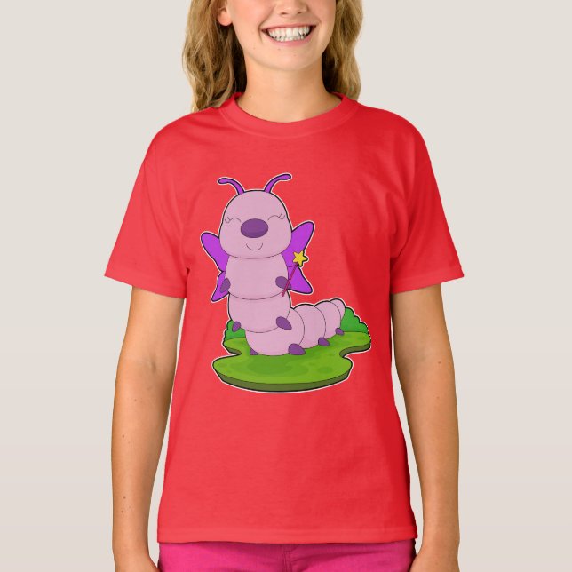 Caterpillar Fairy Trollstav T Shirt (Framsida)