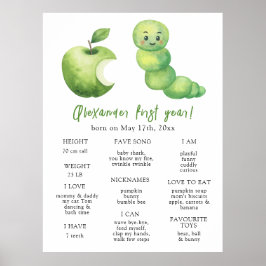 Caterpillar Första födelsedagsmilstolpe födelsedag Poster