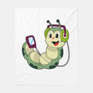 Caterpillar Hörlurar Musik Fleecefilt