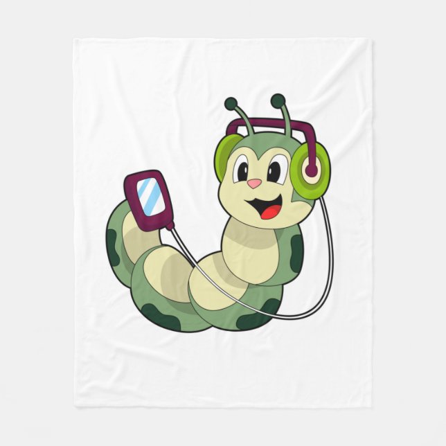 Caterpillar Hörlurar Musik Fleecefilt (Framsidan)