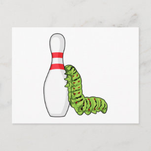 Caterpillar på Bowling med kägla Vykort