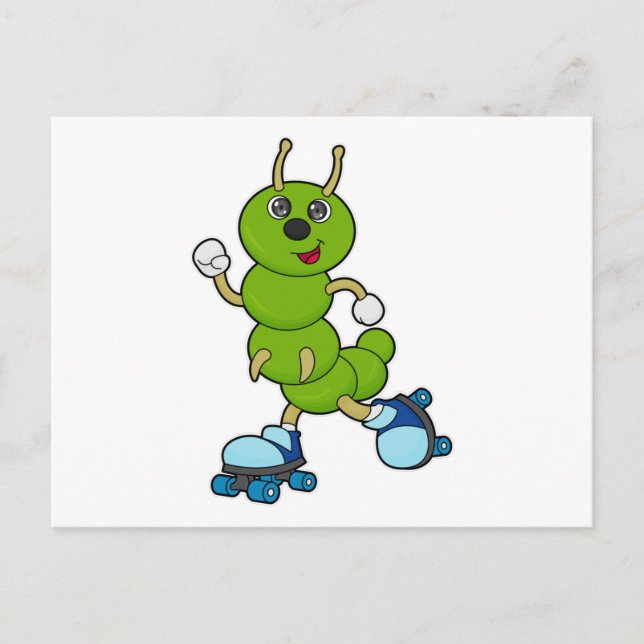 Caterpillar på inlineskridskoåkning med rullskrids vykort (Framsida)