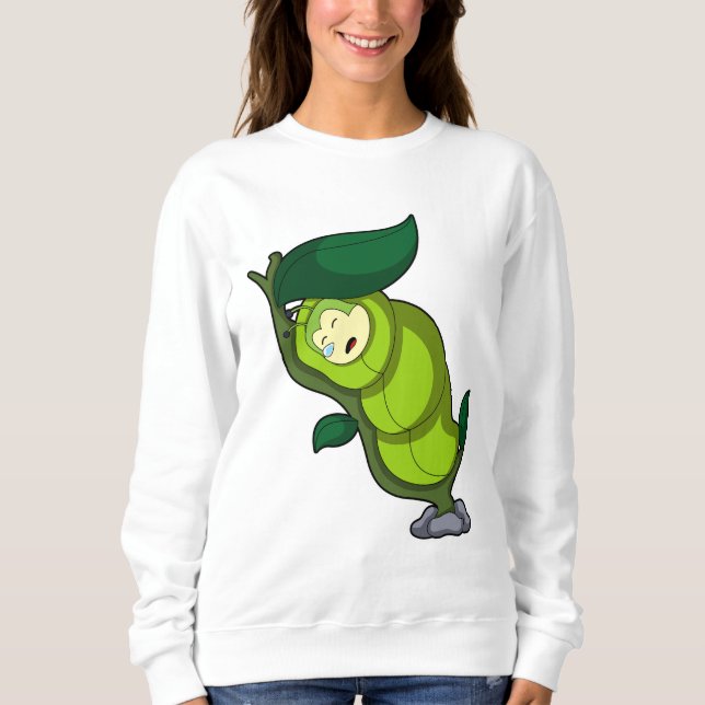 Caterpillar på Sover med blad T Shirt (Framsida)