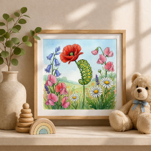 Caterpillar Små Insekter Barnkammare Poster