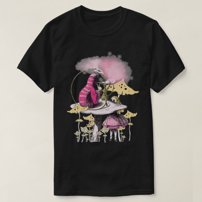 Caterpillar smoking magic mushrooms and Alice In W T Shirt (Design framsida)