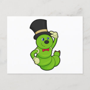 Caterpillar som brudgumme med hatt vykort