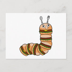 Caterpillar som Cheeseburger med nötkött & sallad Vykort