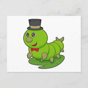 Caterpillar som gentleman med cylinder vykort