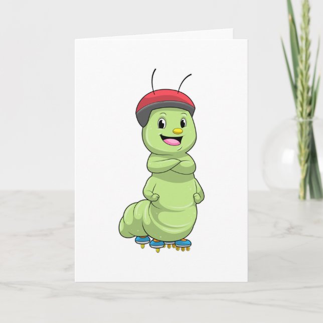 Caterpillar som Inline-skridskoåkare med rullskrid Kort (Framsida)