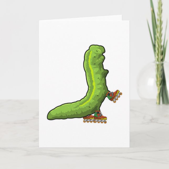 Caterpillar som inlinesåkare med rullskridskor kort (Framsida)