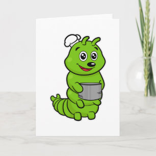 Caterpillar som kock med kokkärl kort