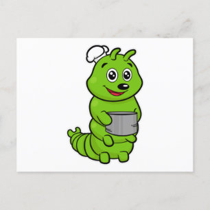 Caterpillar som kock med kokkärl vykort