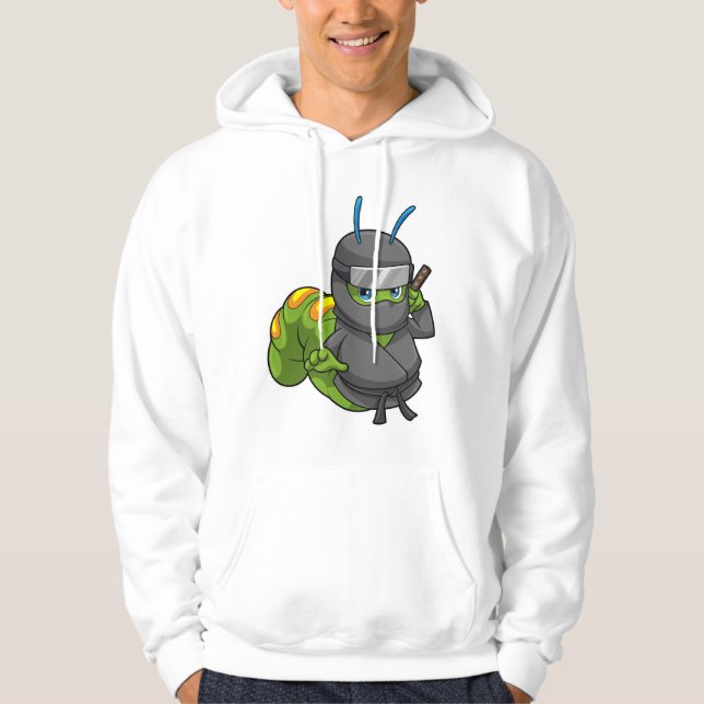 Caterpillar som ninja med svärd hoodie (Framsida)