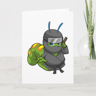 Caterpillar som ninja med svärd kort