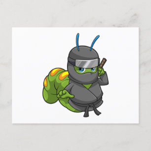 Caterpillar som Ninja med svärd Vykort