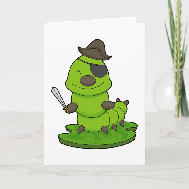 Caterpillar som pirat med svärd kort (Framsida)