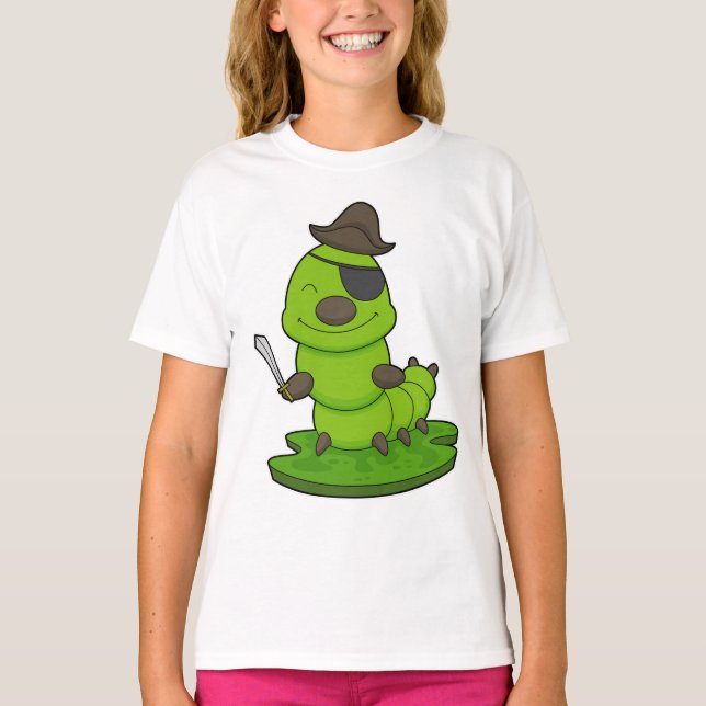 Caterpillar som pirat med svärd t shirt (Framsida)