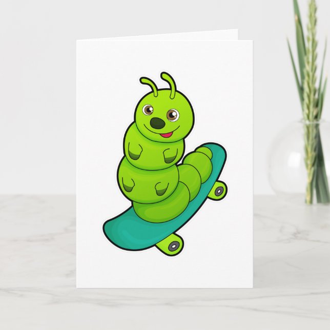 Caterpillar som Skater med Skateboard Kort (Framsida)