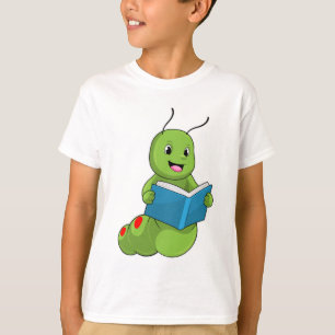 Caterpillar vid läsning med bok t shirt