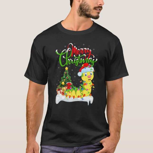 Caterpillar  Xmas Decorations Caterpillar Christma T Shirt (Framsida)