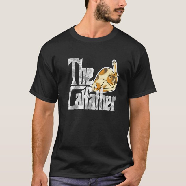 Catfather Cat Far mafia Whiskers Male Pappa T Shirt (Framsida)