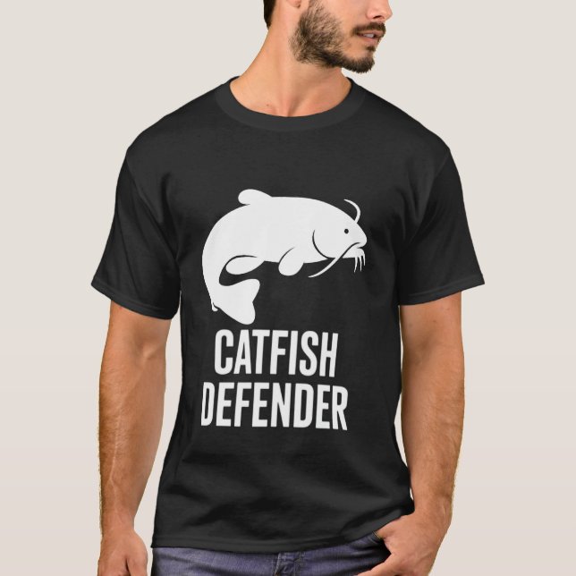 Catfish Defender-minimalistisk maldesign för angla T Shirt (Framsida)