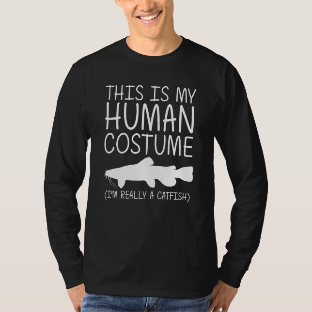 Catfish Easy Halloween Human Costume Fisher Mudcat T Shirt (Framsida)