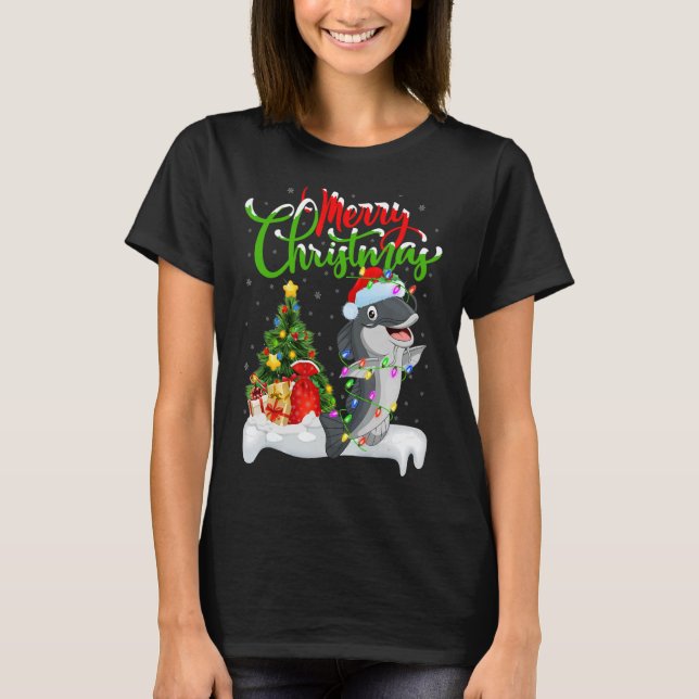 Catfish Julafton Dekoration Santa Catfish jul T Shirt (Framsida)