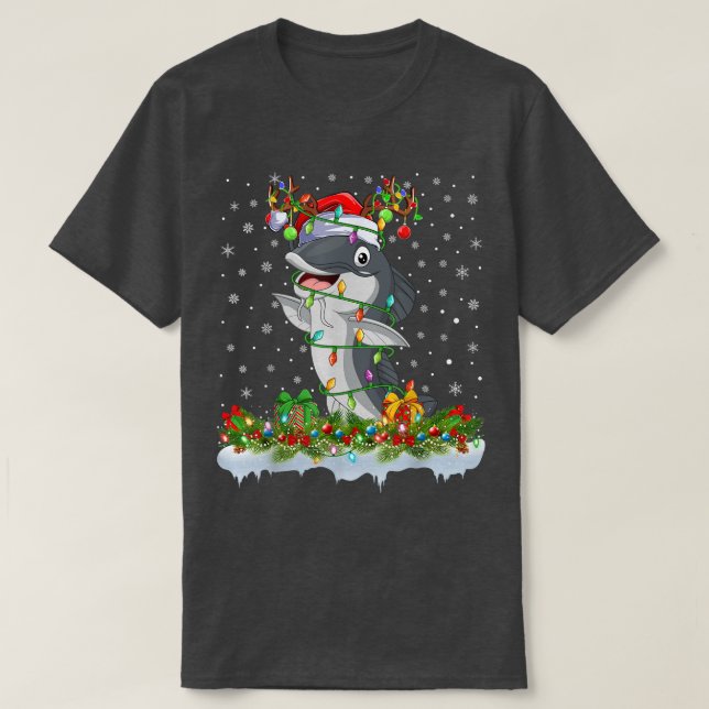Catfish Lover Matching Santa Lighting Catfish Chri T Shirt (Design framsida)