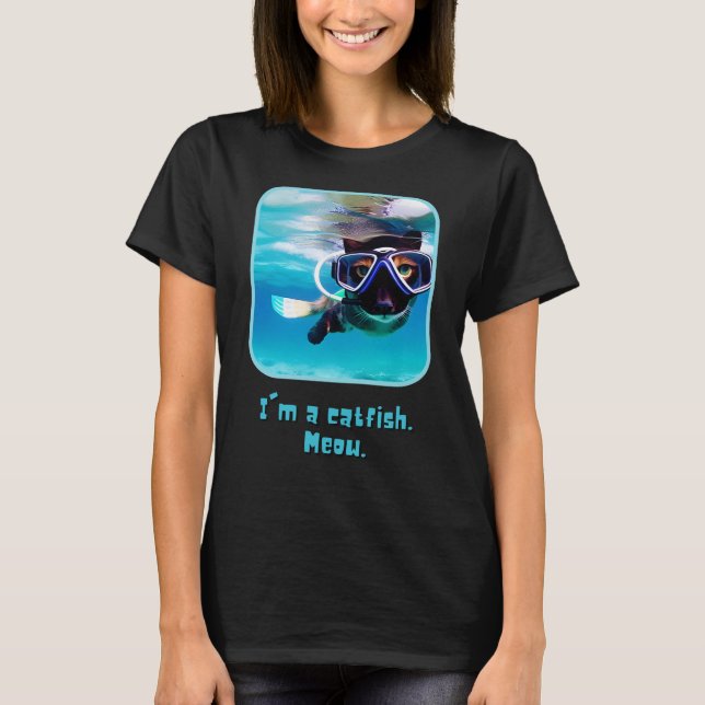 Catfish Meow - Funny Cat Snorkeling T-Shirt (Framsida)
