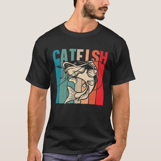 Catfish Retro Catfishing Freshwater Fishing Fisher T Shirt (Framsida)