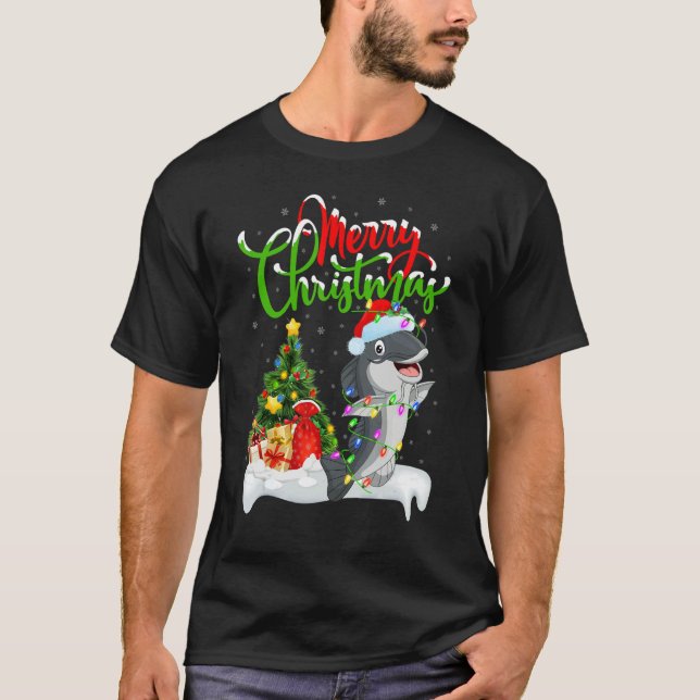 Catfish   Xmas Decorations Santa Catfish Christmas T Shirt (Framsida)